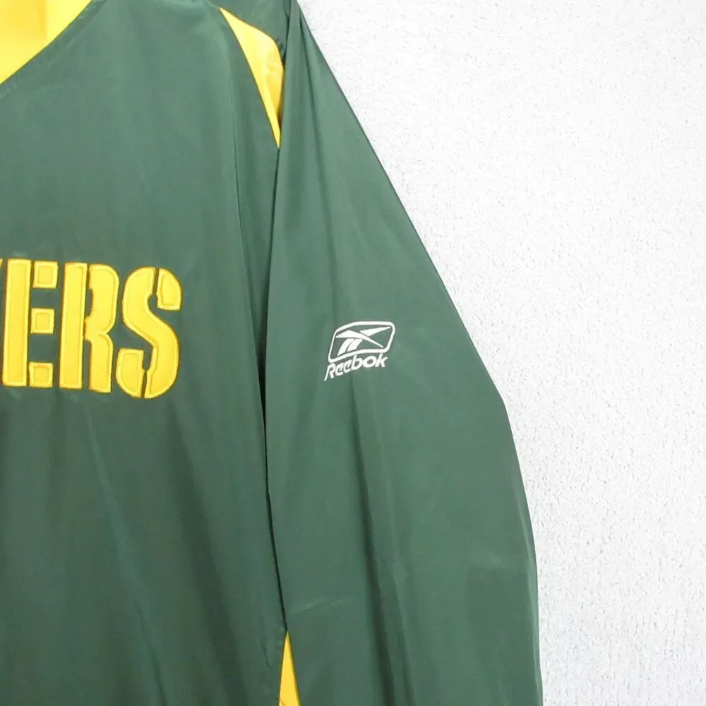 Reebok Jacket Mens XL Green Bay Packers Pullover Windbreaker Football
